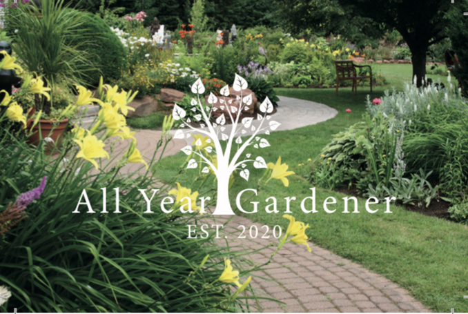 All Year Gardener Logo In A Garden Setting